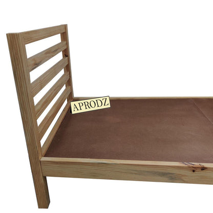 APRODZ Devdar Pine Wood Single Size Bed Without Storage for Bedroom Living Room Home (Natural Finish)