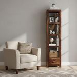 Bookshelf | Sheesham Wood Wooden Storage Organizer | Shelves Bookcase Rustic Durable, Stylish & Compact Design for Home, Office & Living Room | Furniture Organizer Elegant Finish (Brown 2) 