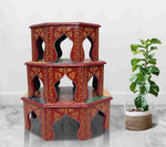 Handpainted Bajot: Antique Design, Multipurpose Stool, Decorative Pooja Mandir Stand 