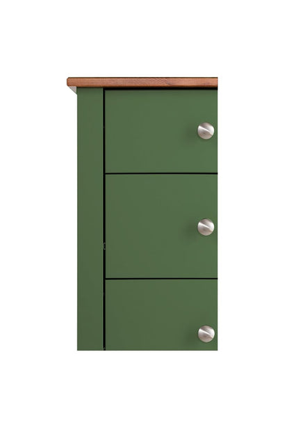 APRODZ Mango Wood Cordoba Chest of 3 Drawers Storage Cabinet for Living Room | Wooden Sideboard | Light Green Finish