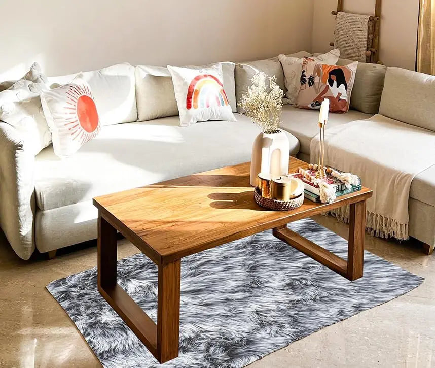 Premium Solid Wood Coffee Table for Living Room, Diamond Shape Pattern, Rustic Accent Furniture for Home and Office 