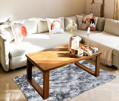Premium Solid Wood Coffee Table for Living Room, Diamond Shape Pattern, Rustic Accent Furniture for Home and Office