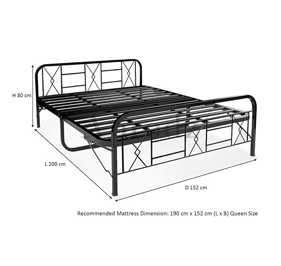 Metal Bed (Geometric Design(A) & Geometric Design(A) With Foam) | Folding Bed No Assembly Required | Powder Coated | King Size & Queen Size) Aprodz
