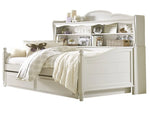 APRODZ Solid Wood Holroyd Daybed with Trundle Bed & with Bookcase on Headboard for Kids Room
