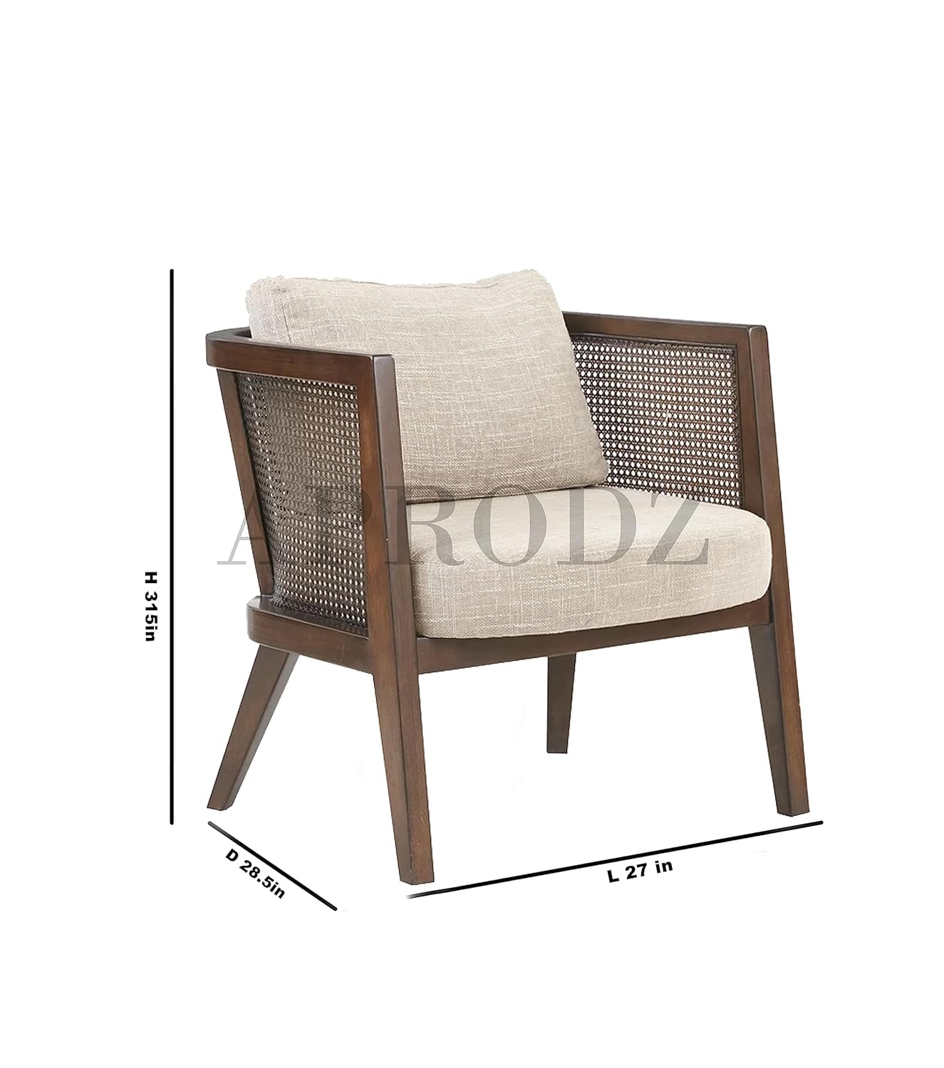 Theodore Armchair in Cane Work (Teak Wood, Walnut)