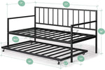 Suniz Twin Size Metal Daybed with Trundle Bed 
