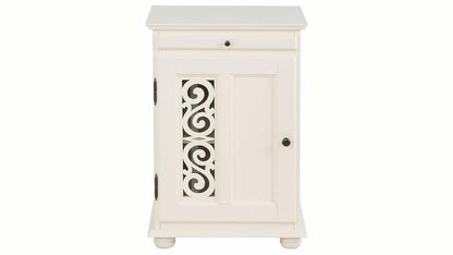 Mango Wood Dolega One Door and One Darwer Bedside Storage Table for Living Room | White Finish