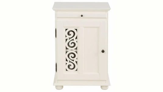 Translation missing: en.Mango Wood Dolega One Door and One Darwer Bedside Storage Table for Living Room | White Finish 