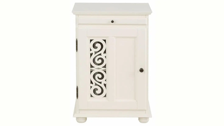 Translation missing: en.Mango Wood Dolega One Door and One Darwer Bedside Storage Table for Living Room | White Finish 