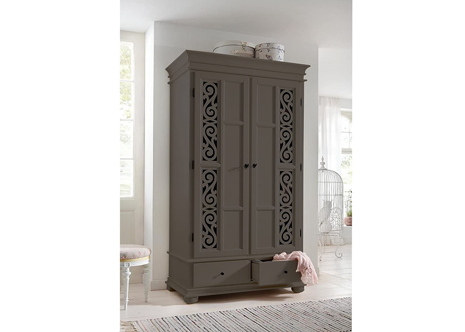 APRODZ Mango Wood Multipurpose Storage 2-Door Porto Wardrobe Almirah for Bedroom | Emperor