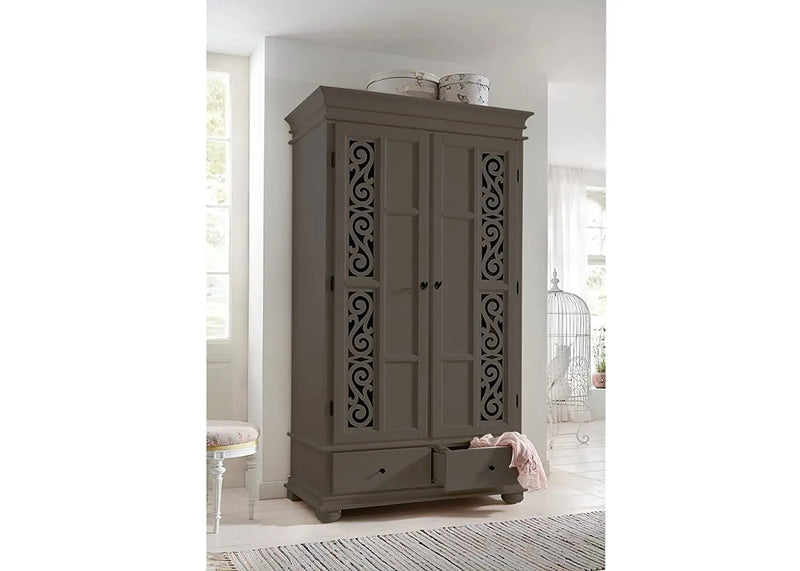Mango Wood Multipurpose Storage 2-Door Porto Wardrobe Almirah for Bedroom | Emperor 