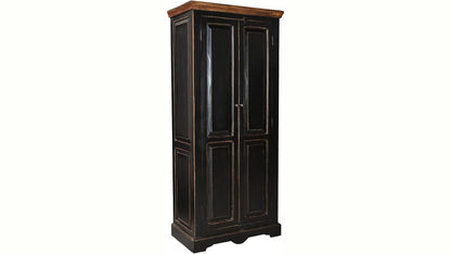 APRODZ Mango Wood Multipurpose Storage 2-Door Corto Wardrobe Almirah for Living Room | Black Finish