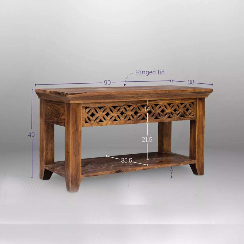 Durque Box Bench with Storage, Teak, Standard 