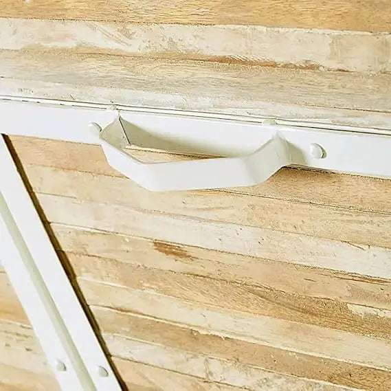Translation missing: en.Regenerada Metal &amp; Recycled Wood 2‑Door Wardrobe – Natural &amp; White Powder‑Coated Almirah 