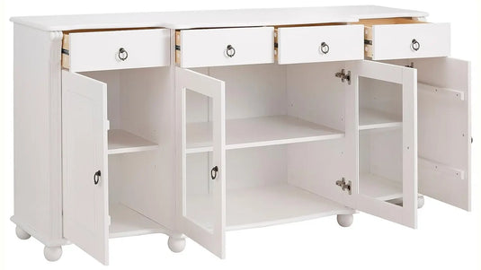 Translation missing: en.APRODZ Soild Wood Teresina Sideboard Storage Cabinet with Drawer for Living Room | White Finish