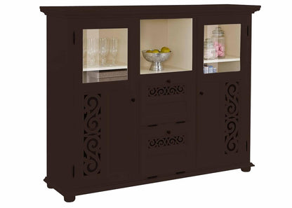 APRODZ Soild Wood Fora Sideboard Storage Cabinet for Living Room | Eastern Brownstone Finish