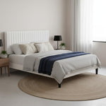 Upholstered Platform Bed with Adjustable Headboard, Leg Wood Black + Black Fabric 