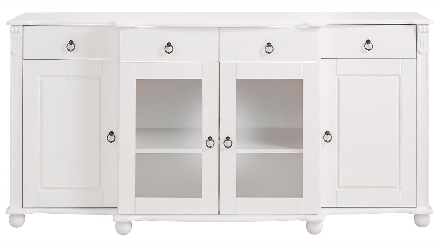 APRODZ Soild Wood Teresina Sideboard Storage Cabinet with Drawer for Living Room | White Finish