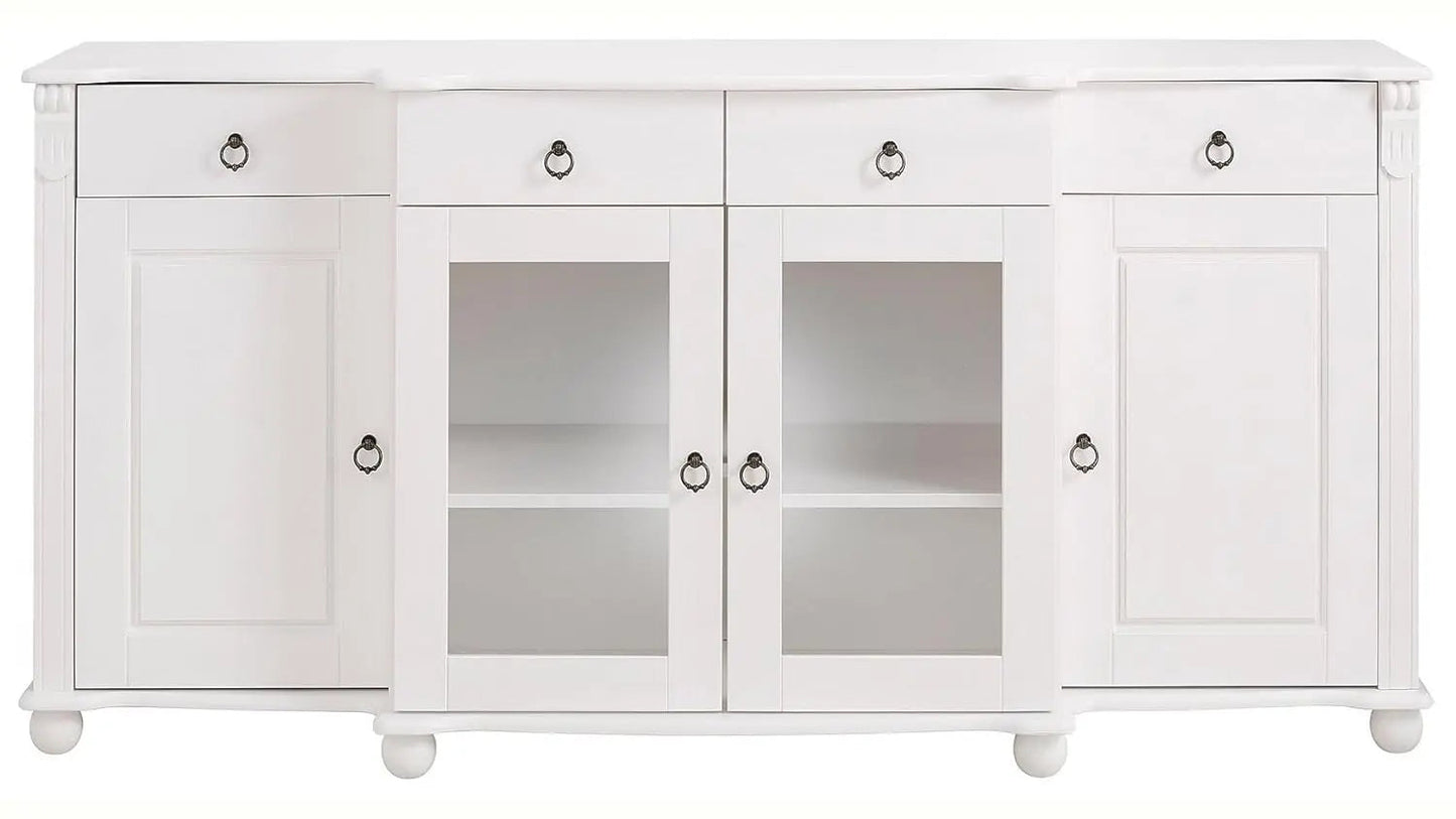 Soild Wood Teresina Sideboard Storage Cabinet with Drawer for Living Room | White Finish 
