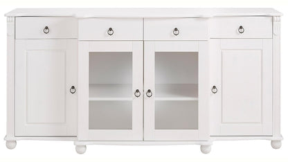 APRODZ Soild Wood Teresina Sideboard Storage Cabinet with Drawer for Living Room | White Finish