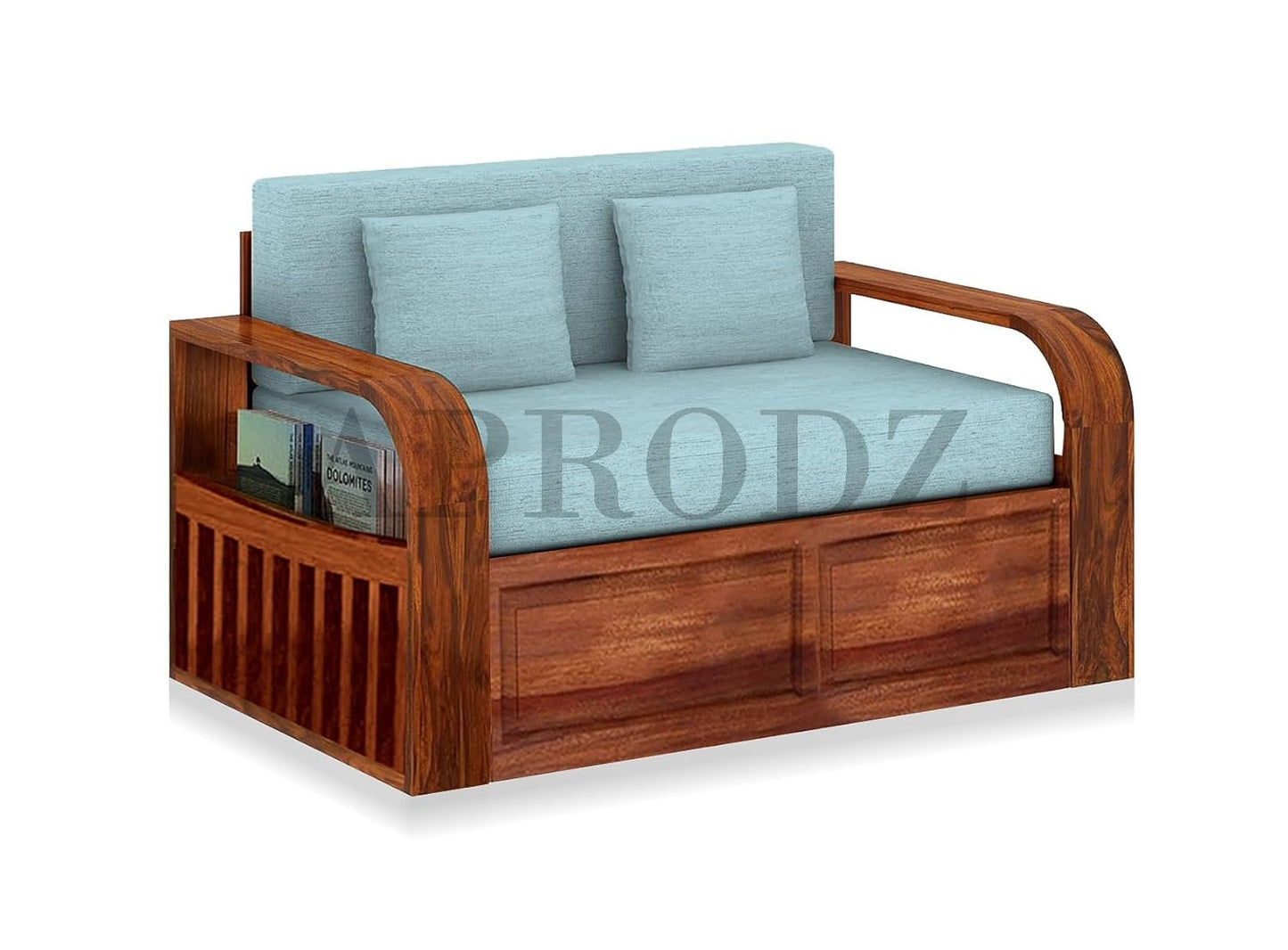 Sheesham Wood 2 Seater Sofa Cum Bed with Storage