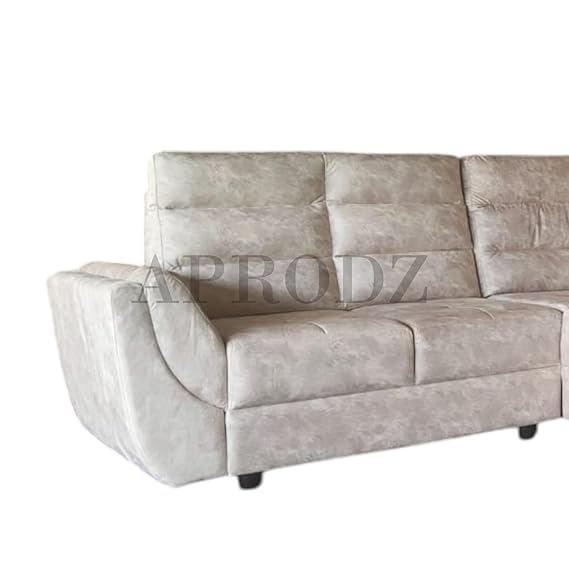 L-Shaped Sectional 6-Seater Sofa with Tufted Cushion Padded Armrest Perfect Fabric Corner Sofa for Guests Living Room, Drawing Room, Office & Lounge (Light Grey) 