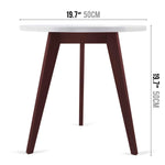 Mid-Century Modern End Table: Perfect Bedside Nightstand or Living Room Side/Accent Table - White Round Tabletop & 3 Acacia 
