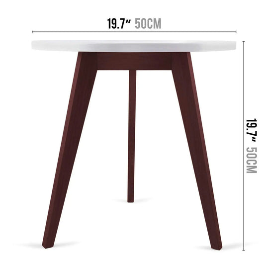 Translation missing: en.Mid-Century Modern End Table: Perfect Bedside Nightstand or Living Room Side/Accent Table - White Round Tabletop &amp; 3 Acacia 