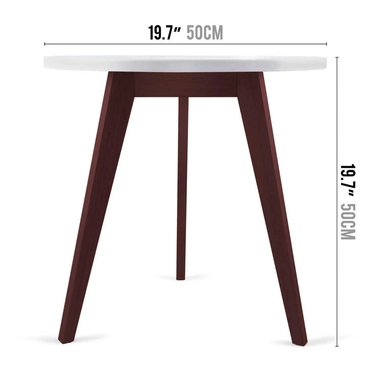 Translation missing: en.Mid-Century Modern End Table: Perfect Bedside Nightstand or Living Room Side/Accent Table - White Round Tabletop &amp; 3 Acacia 