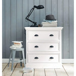 APRODZ Mango Wood Marceio Chest of 3 Drawers Storage Cabinet for Living Room | Wooden Sideboard | White Finish