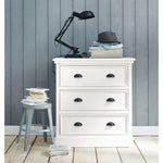 Mango Wood Marceio Chest of 3 Drawers Storage Cabinet for Living Room | Wooden Sideboard | White Finish 