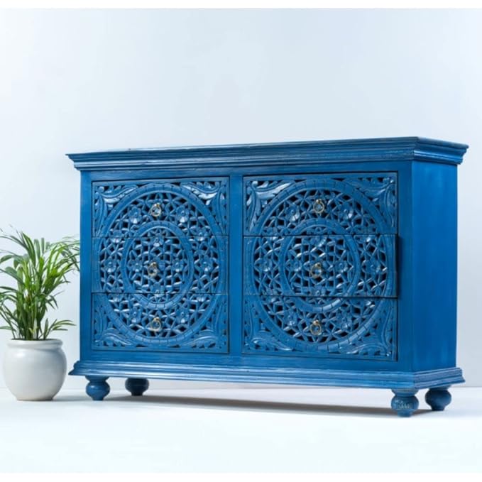 Wooden Cabinet | Crockery Cabinet Furniture | Sideboard Cabinet Living Room | Cabinet for Storage Wooden Furniture | Chest of Drawers Wooden for Living Room | Blue Aprodz