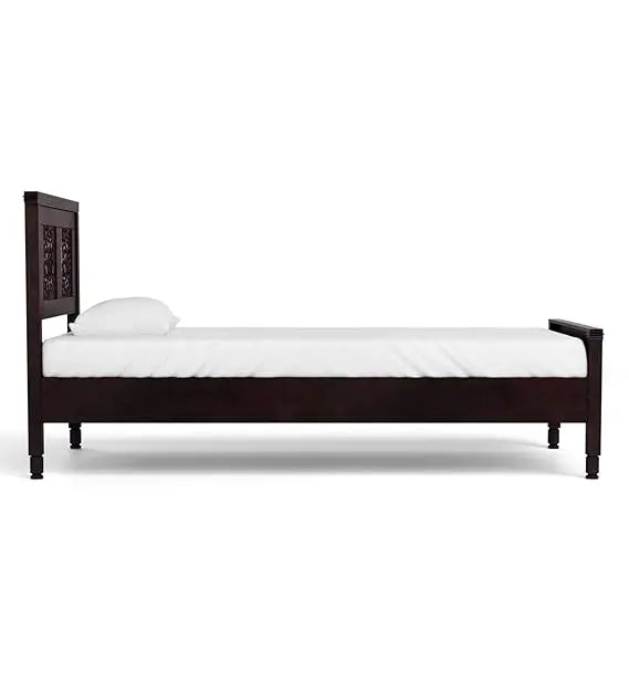 Sheesham Wood Without Storage Fraya Single Size Bed for Bedroom Stylish | Walnut Finish 