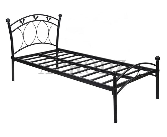 Black Powder-Coated Single Metal Bed | Sturdy and Durable Frame | Modern Minimalist Design | Easy Assembly | Ideal for Small Spaces