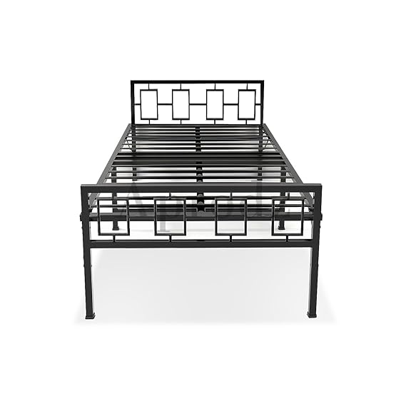 Metal Bed | Metal Bed With Foam Mattress Included | (King, Queen, Single Size with Mattress) (Geometric Design & Geometric Design with Foam) Aprodz