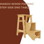 Mango Wood Folding Step Side End Table for Home | Stap Stool Table 
