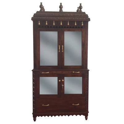 Handcrafted Sheesham Wood Temple with 1 Drawer for Pooja Room | Pooja Mandir