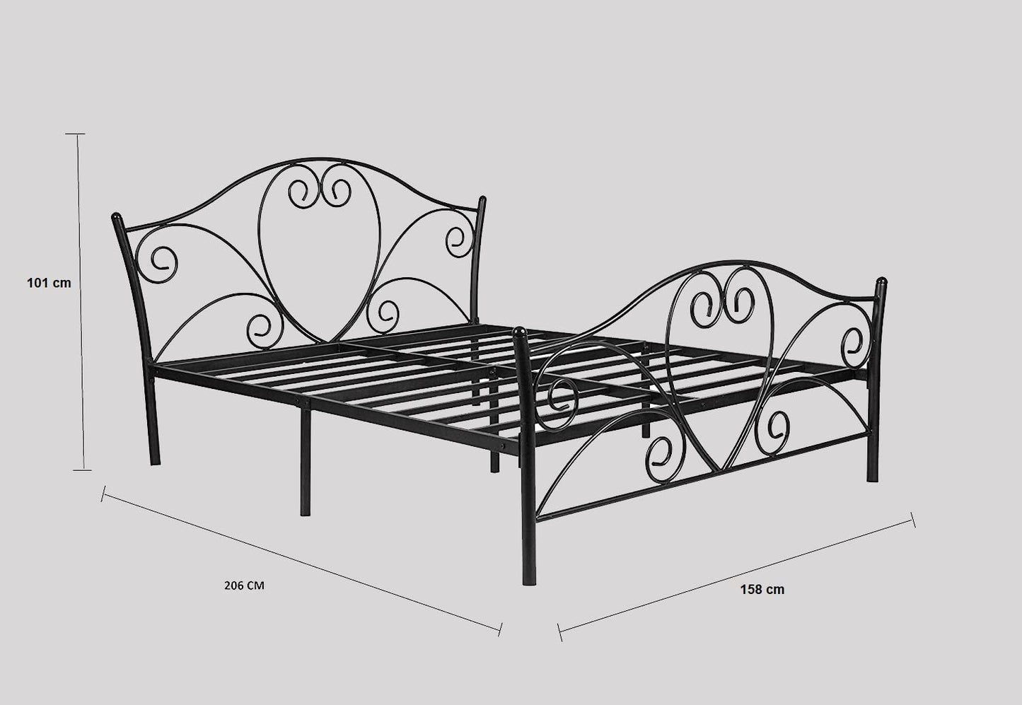 APRODZ Queen Size Bed for Bedroom Metal Bed in Black Color