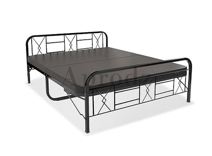 Metal Bed (Geometric Design(A) & Geometric Design(A) With Foam) | Folding Bed No Assembly Required | Powder Coated | King Size & Queen Size) Aprodz