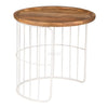 Round Auxiliary Solid Wood and Metal Nesting Table (Mango Wood - Natural + White