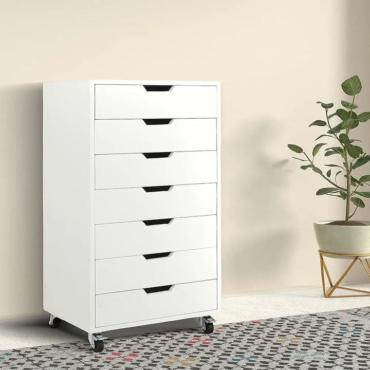 Translation missing: en.APRODZ Mango Wood Sideboard Storage Dresser Cabinet Bhesar Chest of 6 Drawer On Castors for Living Room | Cream