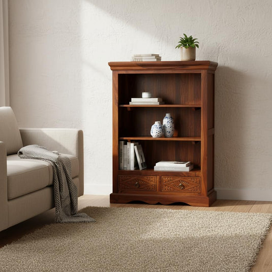 Translation missing: en.Bookshelf | Sheesham Wood Wooden Storage Organizer | Shelves Bookcase Rustic Durable, Stylish &amp; Compact Design for Home, Office, Living Room | Furniture Organizer Elegant Finish (Honey Oak) | Elegant finish bookcase 