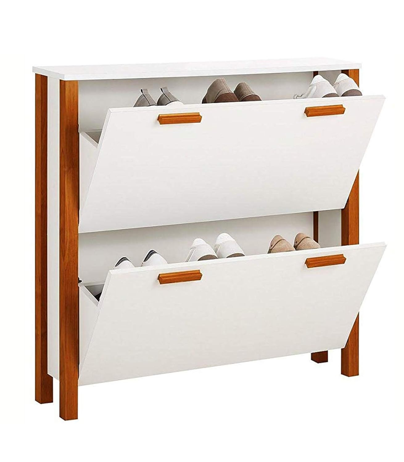 APRODZ Mango Wood Fraze Shoe Cabinet for Home | Shoe Rack Organiser | White Finish