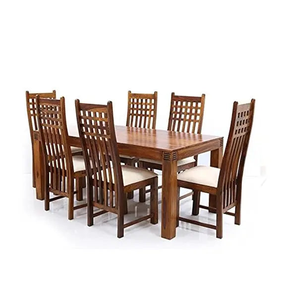 Translation missing: en.Sheesham Wood Avavia 6 Seater Dining Table Set for Home | Dining Furniture | Brown Finish 