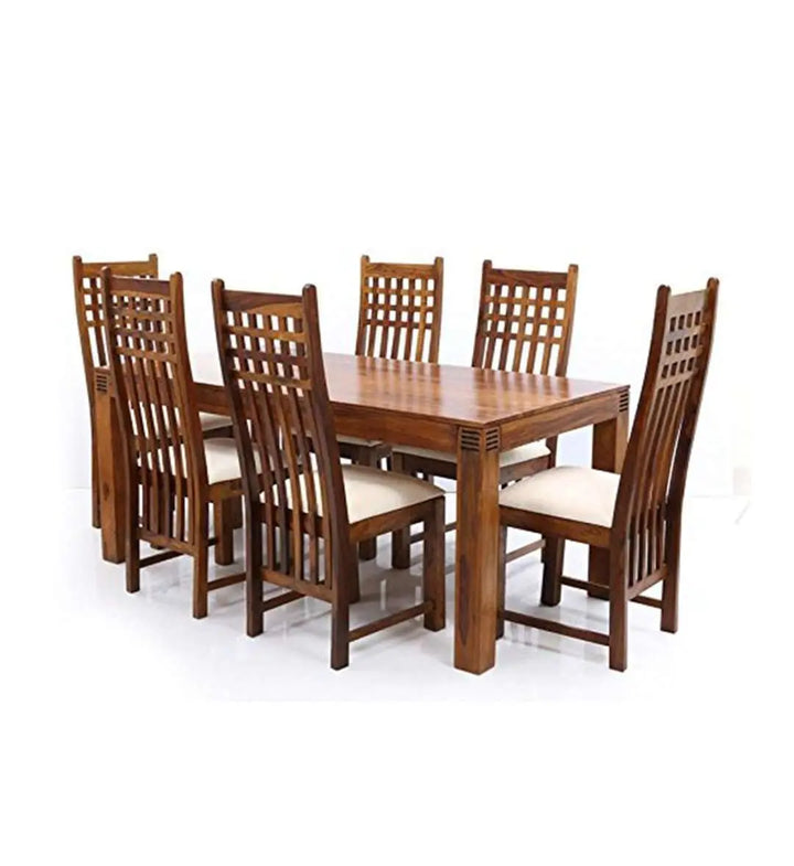 Translation missing: en.APRODZ Sheesham Wood Reyk 6 Seater Dining Table Set with 1 Bench &amp; 4 Chairs for Home Dining Room Furniture (Brown Finish)