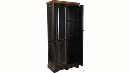 APRODZ Mango Wood Multipurpose Storage 2-Door Corto Wardrobe Almirah for Living Room | Black Finish