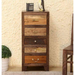 APRODZ Wooden Designer Antique Chest of Drawer | Cabinet with 5 Drawers | Sheesham Wood | Walnut Finish