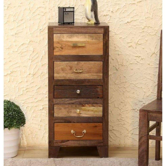 APRODZ Wooden Designer Antique Chest of Drawer | Cabinet with 5 Drawers | Sheesham Wood | Walnut Finish