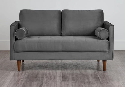 MidCen Wooden 2 Seater Sofa with High-Density Comfortable Foam for Home & Living Room (Upholstered- Gray Velvet Fabric)