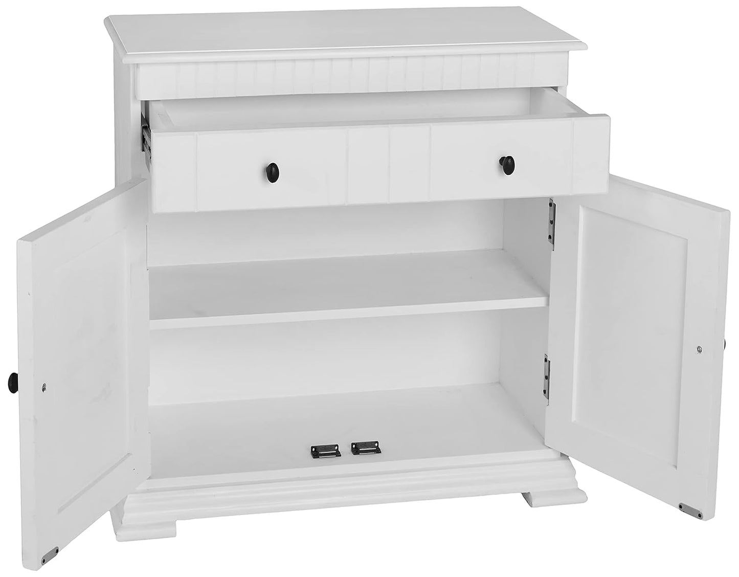 APRODZ Soild Wood Ciudad Sideboard Storage Cabinet with Two Door and One Drawer for Living Room | White Finish